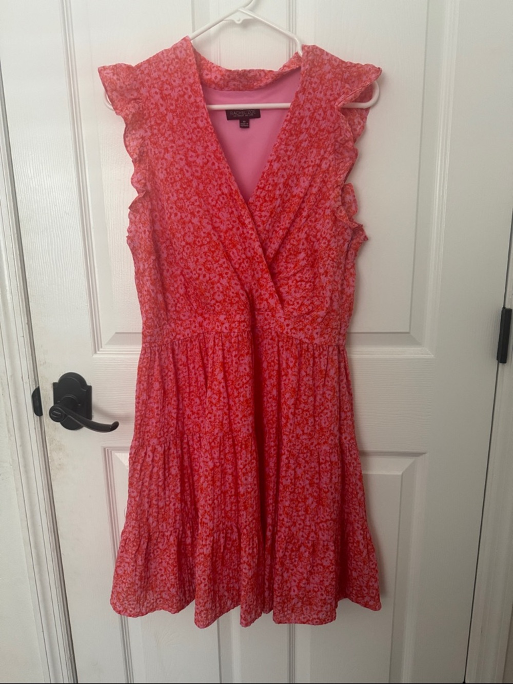 Rachel Zoe floral flutter sleeve a line dress 10